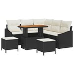 vidaXL Ensemble de canapé de jardin 8 Pièces Noir  Crème 90 x 55 x 71 cm