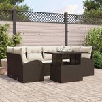 vidaXL Ensemble de canapé de jardin 7 Pièces Marron 100 x 55 x 73 cm