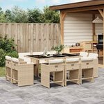 vidaXL Ensemble à manger de jardin et coussins 11 Pièces beige poly rotin