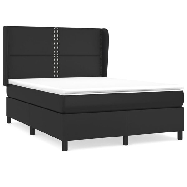 vidaXL Sommier à lattes de lit avec matelas Noir 140x190 cm Similicuir