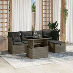 vidaXL Salon de jardin 6 Pièces avec coussins gris résine tressée