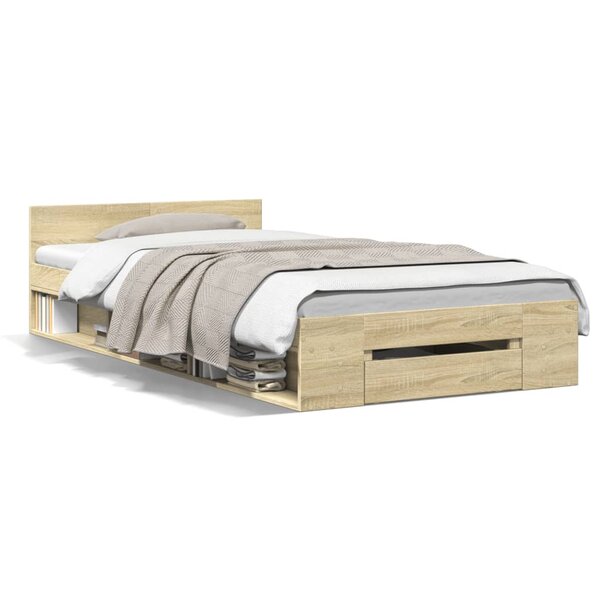 vidaXL Cadre de lit avec tiroir sans matelas chêne sonoma 90x200 cm