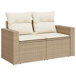 vidaXL Ensemble de canapé de jardin avec coussin 9 Pièces Beige polyrotin