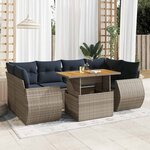 vidaXL Salon de jardin avec coussins 7 Pièces gris résine tressée