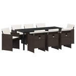 vidaXL Ensemble de salle à manger pour jardin 9 pc Marron polyrotin