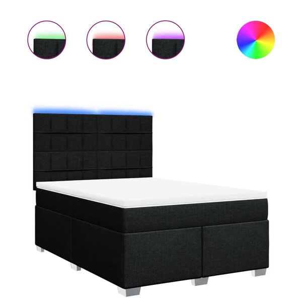 vidaXL Sommier à lattes de lit avec matelas Noir 140x200 cm Tissu