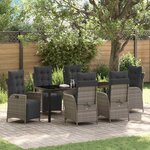 vidaXL Ensemble de salle à manger pour jardin 7 Pièces Gris polyrotin