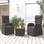 vidaXL Ensemble de salon de jardin 3 Pièces noir poly rotin et acacia