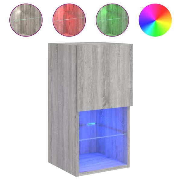 vidaXL Meuble TV avec lumières LED sonoma gris 30 5x30x60 cm