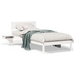 vidaXL Cadre de lit avec tables de chevet Blanc Bois massif en pin