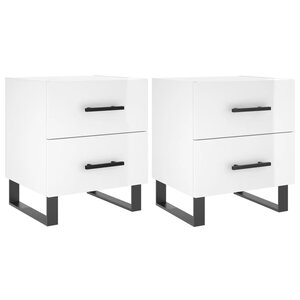 vidaXL Tables de chevet 2 Pièces blanc brillant 40x35x47 5 cm