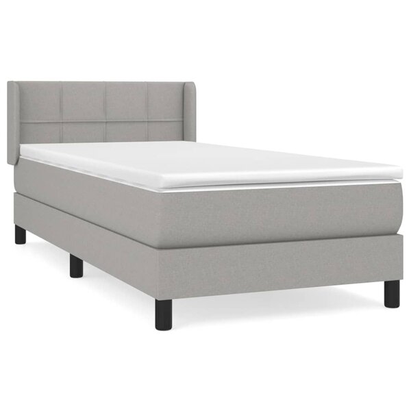 vidaXL Sommier à lattes de lit et matelas Gris clair 90x190 cm Tissu