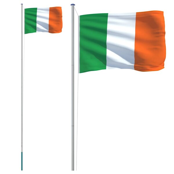 vidaXL Drapeau de l'Irlande et mât 6 23 m Aluminium