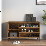 vidaXL Armoire à chaussures Chêne fumé 102x36x60 cm Bois d'ingénierie
