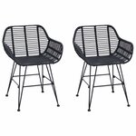vidaXL Chaise de salle à manger 2 Pièces Noir 55 x 50 x 74 cm