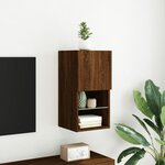 vidaXL Meuble TV avec lumières LED chêne marron 30 5x30x60 cm