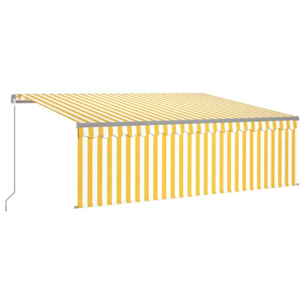 vidaXL Auvent manuel rétractable avec store 4x3 m Jaune et blanc