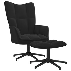 vidaXL Chaise de relaxation avec tabouret Noir Velours