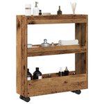 vidaXL Chariot de rangement étroit 3 niveaux vieux bois