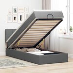 vidaXL Lit ottoman avec matelas et LED gris foncé 90x200 cm tissu