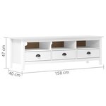 vidaXL Meuble TV Hill Range Blanc 158x40x47 cm Bois de pin solide