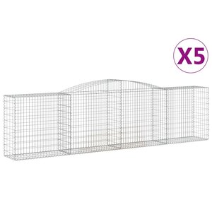 vidaXL Paniers à gabions arqués 5 Pièces 400x50x100/120 cm Fer galvanisé