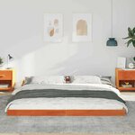 vidaXL Cadre de lit Marron cire 200 x 220 cm Bois massif en pin