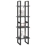 vidaXL Bibliothèque à 4 niveaux Gris 40x30x140 cm Bois de pin massif