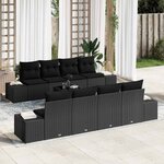 vidaXL Canapé 6 Pièces Noir 294 x 62 x 69 cm polyrotin