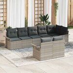 vidaXL Canapés de jardin 8 pièces avec coussins gris clair en poly rotin