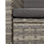 vidaXL Ensemble à manger de jardin 11Pièces avec coussins gris poly rotin