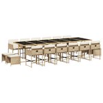vidaXL Ensemble à manger de jardin et coussins 17 Pièces beige