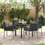 vidaXL Ensemble de salle à manger pour jardin 5 Pièces Noir Poly rotin
