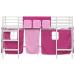 vidaXL Cadre de Lit Mezzanine pour Enfants avec Rideaux Blanc et rose