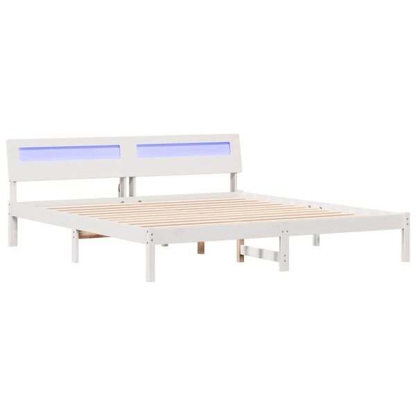 vidaXL Cadre de lit avec tête de lit Blanc 180 x 200 cm Pin massif