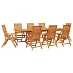 vidaXL Ensemble de salle à manger pour jardin 9 Pièces Marron