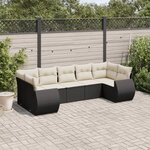 vidaXL Salon de jardin 7 Pièces avec coussins noir résine tressée