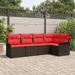 vidaXL Ensemble de canapé de jardin 5 Pièces Marron polyrotin