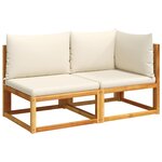 vidaXL Canapé de jardin avec coussins 2 places Bois Acacia et rotin