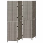 Paravent vidaXL 4 panneaux pliable gris 195x180 cm en poly rotin