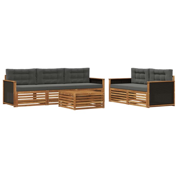 vidaXL Ensemble de canapés d'extérieur 6 pc Naturel et Anthracite