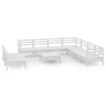Salon de jardin meuble d'extérieur ensemble de mobilier 10 pièces bois de pin massif blanc 02_0015242