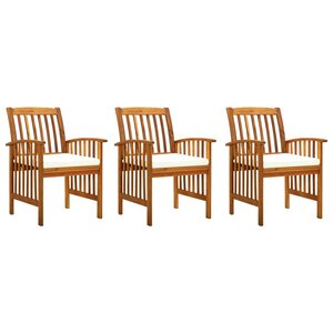 vidaXL Chaises à manger de jardin lot de 3 et coussins Bois d'acacia