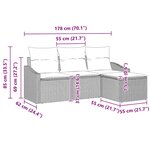 vidaXL Ensemble de Canapés avec coussin 4 Pièces Gris polyrotin