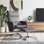 vidaXL Fauteuil inclinable de massage avec repose-pied gris similicuir
