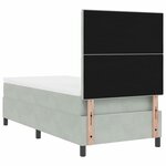Lit Box Spring vidaXL avec Matelas & Lumière LED Gris Clair 100x200 cm Velours