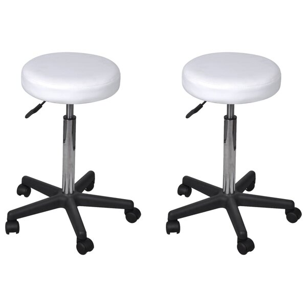 vidaXL Tabourets de bureau lot de 2 Blanc 35 5x84 cm Similicuir