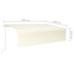 vidaXL Auvent automatique store capteur de vent et LED 6x3 m Crème