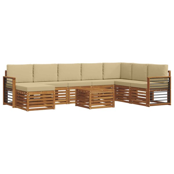 vidaXL Ensemble de canapés d'extérieur 9 pc Naturel et Beige