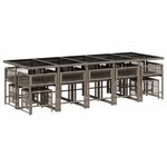 vidaXL Ensemble à manger de jardin 15 Pièces coussins gris résine tressée